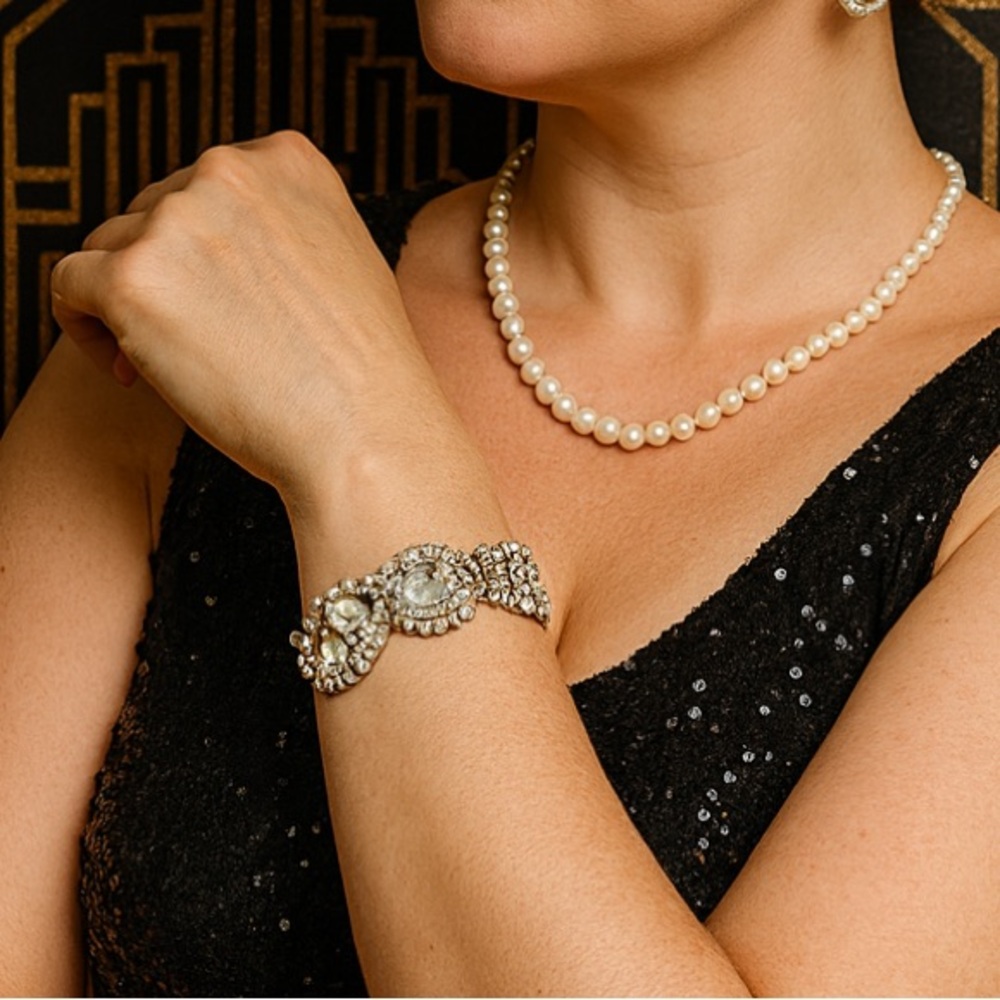 Unique Vintage Silver Crystal Bracelet